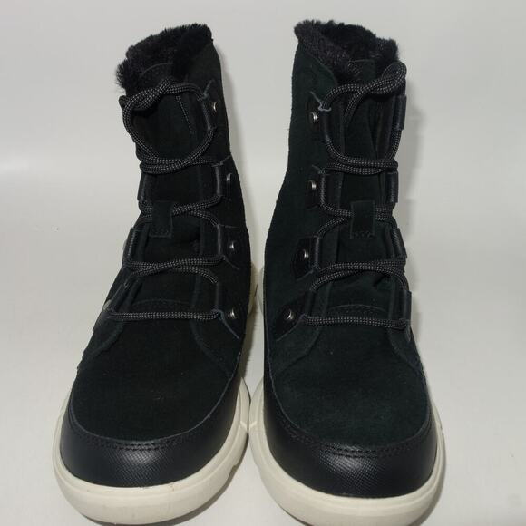 NEW Sorel Explorer II Joan Cozy Boot  BLACK Sea Salt White Women's 9 - Picture 7 of 9